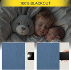Denim Blue Blackout Curtains & Drapes 84 Inch Length 2 Panels Set Faux Linen - Image 4