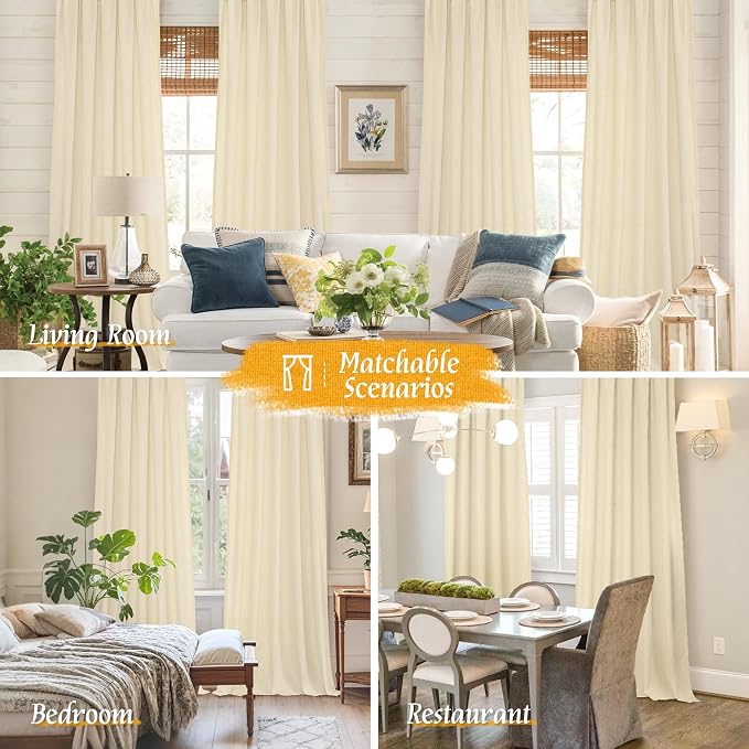 LAMIT Beige Linen Curtains 63 Inch - Image 6