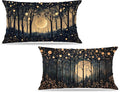 Rustic William Morris Inspired Gold Moon Pillow Covers 12x20 Set of 2, Vintage by Unknown