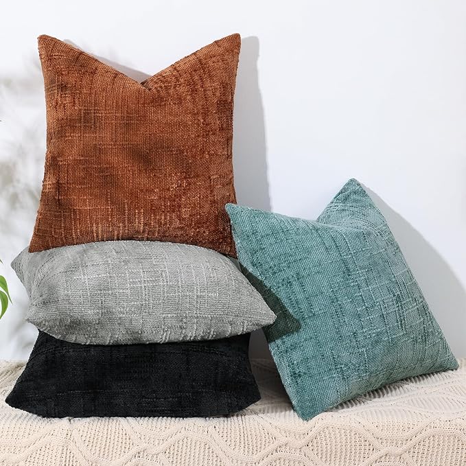 decorUhome Black Chenille Throw Pillow Covers 12x20 Set of 2 Textured Soft Cozy - Image 9