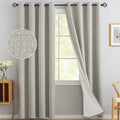 Yakamok Oatmeal Linen Curtains 100% Blackout 84 Inches Long, Room Darkening by Yakamok