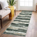 Lansny Modern Abstract Runner Rug 2x6, Forest Green Washable Kitchen Runner by lansny