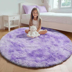 ONASAR Tie-Dyed Purple Round Area Rug 4ft, Soft Bedroom Circle Rugs Floor Mats by ONASAR