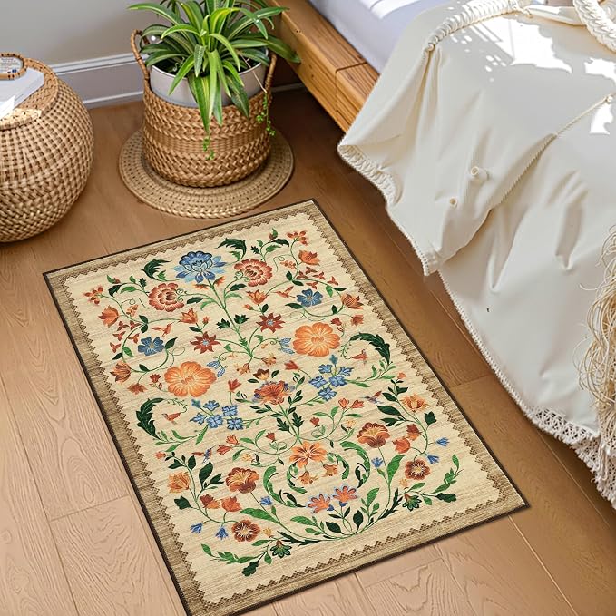 GarveeHome Floral Rug for Entryway 2x3 Rugs Machine Washable Boho Small Area - Image 3