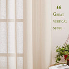 NICETOWN Natural Open Linen Weave Flax Sheer Window Curtains, Ring Top Semi - Image 5