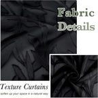 Lecloud Leia Black Sheer Kitchen Curtains 18 Inch Length 2 Pcs, Jacquard Leaf - Image 4