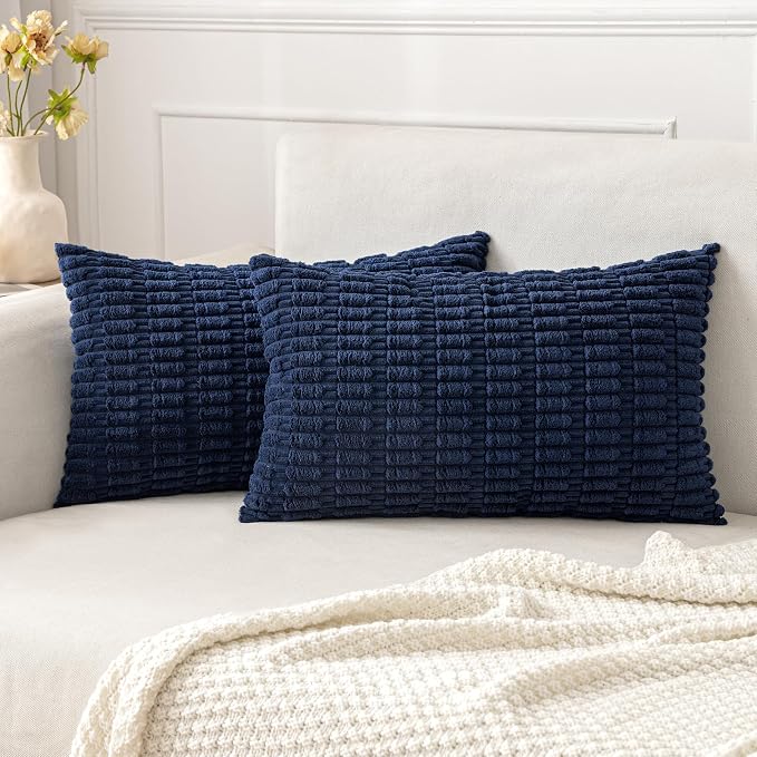MIULEE Pack of 2 Corduroy Decorative Lumbar Throw Pillow Covers 20x12 Inch Soft by MIULEE