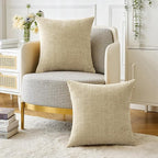 MIULEE Pack of 2 Beige Throw Pillow Covers 20x20 Inch Soft Chenille Pillow - Image 5