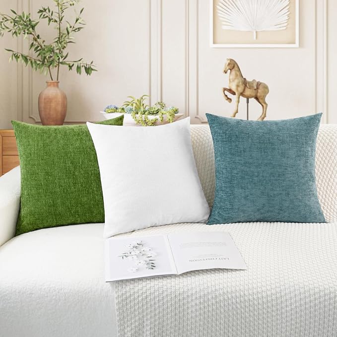 CaliTime Throw Pillow Covers Decorative 16 X 16 Inches Pack of 2 Cozy Chenille - Image 5