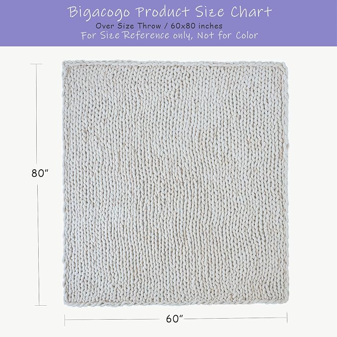 Bigacogo Chunky Knit Throw Blanket - Image 2