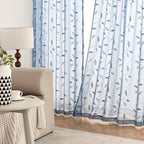 MIULEE Dusty Blue Sheer Curtains 2 Panels Embroidered Leaf Patterned Rod Pocket - Image 3