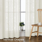 Simplebrand Ivory Semi Sheer Curtains 45 Inch Length 2 Panels, Geometric - Image 5