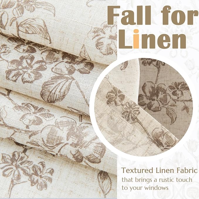 jinchan Linen Kitchen Valance for Windows 16 Inch Floral Double Layer Valance - Image 9