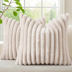decorUhome Summer Cozy Faux Fur Throw Pillow Covers 18x18 Set of 2 Decorative by decorUhome