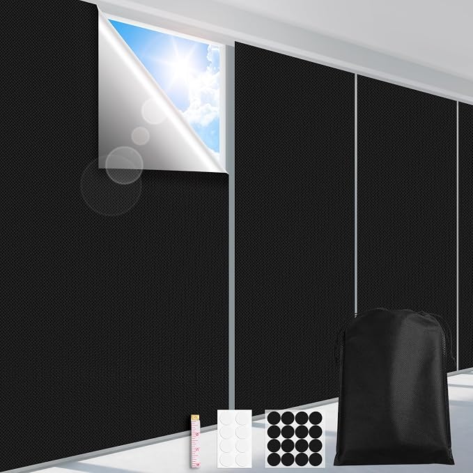 FADOTY Blackout Curtains for Bedroom, Portable 100% Black Out Window Cover Film by FADOTY