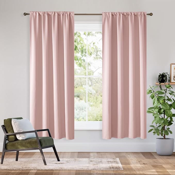 RYB HOME Bedroom Blackout Curtains 54 inches Long, 100% Blackout Thermal by RYBHOME