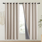 NICETOWN Oatmeal Vintage Open Linen Weave Flax Thermal Curtains, 100% Blackout - Image 2