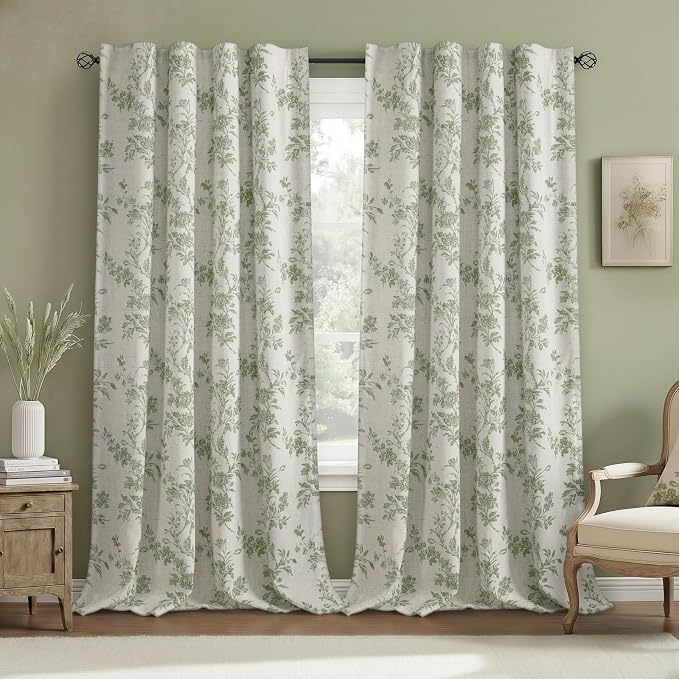 Floral Blackout Curtains Sage Green Printed Curtains Floral Blackout Curtains by Unknown