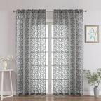 Chyhomenyc Charcoal Grey Sheer Curtains 84 Inch Length 2 Panels Set, Light by Chyhomenyc