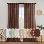 MIULEE Chocolate Brown Linen Curtains 90 Inch Long by MIULEE