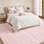 Nakagishi Pink Rugs for Bedroom Girls: 4x6 Washable Boho Large Neutral Area Rug - Image 5