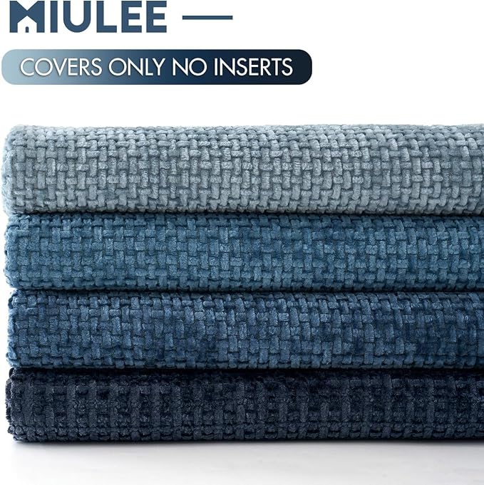 MIULEE Pack of 4 Couch Throw Pillow Covers 26x26 Inch Neutral Blue Soft - Image 6
