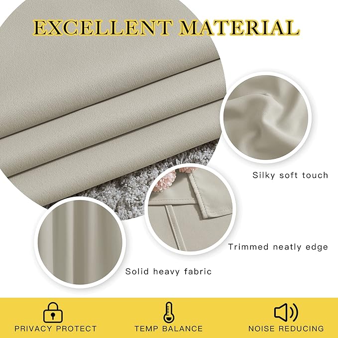 NICETOWN Natural Room Darkening Bedroom Curtain, Window Treatment Thermal - Image 4
