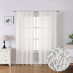 Lecloud Leia Living Room Ivory Sheer Curtains 72 Inch Length 2 Panels, Airy & by Lecloud