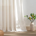 RYB HOME Ivory Sheer Curtains for Living Room, Linen Blend Filter Sunlight - Image 5