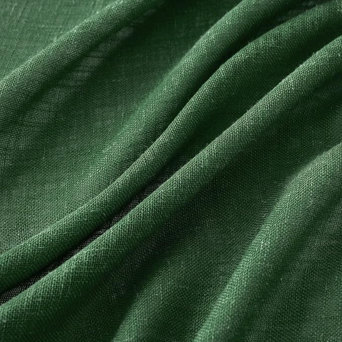 MIULEE Emerald Green Kitchen Curtains 24 Inch Length 2 Panels, Soft Thick Linen - Image 5