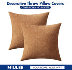 MIULEE Pack of 2 Brown Throw Pillow Covers 24x24 Inch Soft Chenille Pillow - Image 6