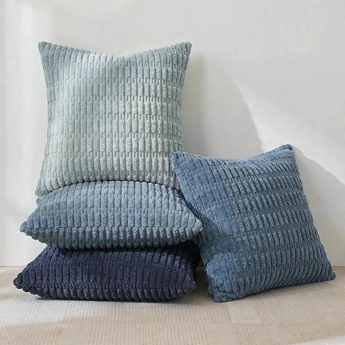 Fancy Homi Set of 4 Blue Boho Decorative Throw Pillow Covers 28x28 Inch - Image 2