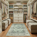 Area Rugs 3'x5' Washable Non-Slip, Floral Vintage Distress Print Pattern - Image 3