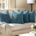 MIULEE Pack of 4 Couch Throw Pillow Covers 18x18 Inch Smoke Blue Soft - Image 5