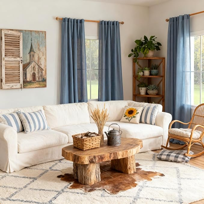 MYSKY HOME Living Room Curtains 90 Inches Long Farmhouse Light Filtering - Image 6