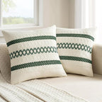 MIULEE Set of 2 Dark Green Boho Christmas Decorative Pillow Covers 20x20 Inch - Image 6