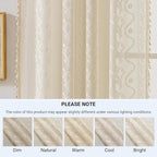 WAZZIO Boho Lace Curtains 2 Panels 54 Inches -Cute Vintage Victorian Sheer - Image 8