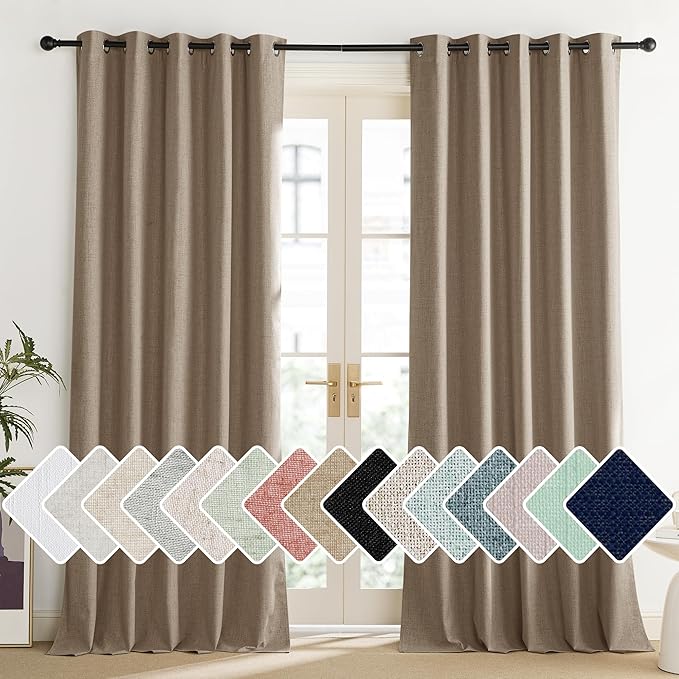 NICETOWN Burlap Vintage Open Linen Weave Flax Thermal Curtains, 100% Blackout - Image 2