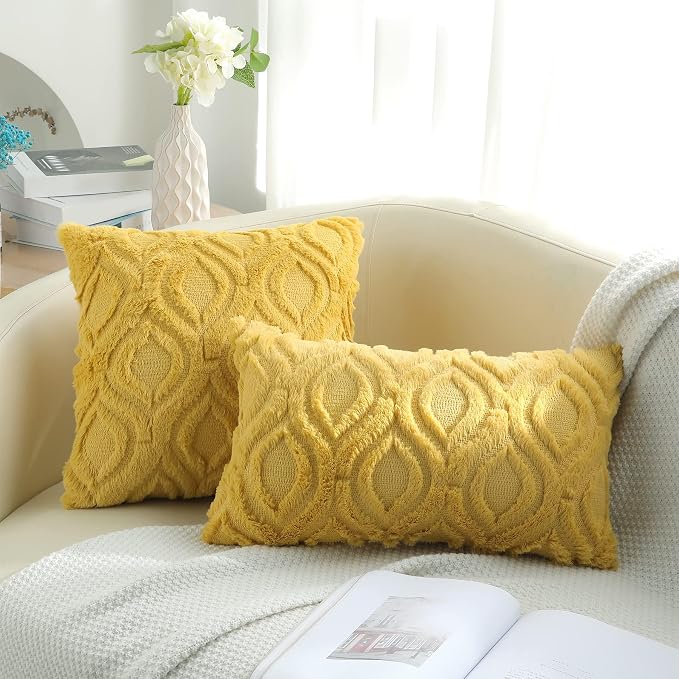 decorUhome Summer Throw Pillow Covers 16x16 Inch Set of 2, Soft Plush Faux Wool - Image 9