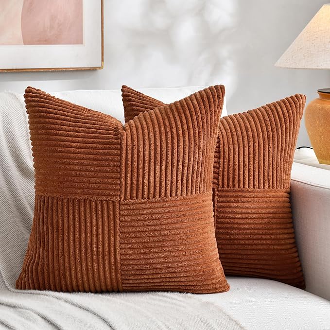 Fancy Homi 2 Packs Rust Boho Decorative Throw Pillow Covers 18x18 Inch by Fancy+Homi