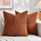 Fancy Homi 2 Packs Rust Boho Decorative Throw Pillow Covers 18x18 Inch by Fancy+Homi
