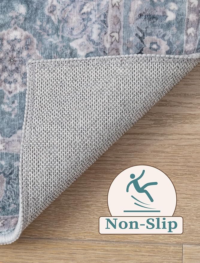SERISSA Boho Washable Runner Rug, 2x5 Rug Non-Slip Vintage Floral Hallway - Image 3