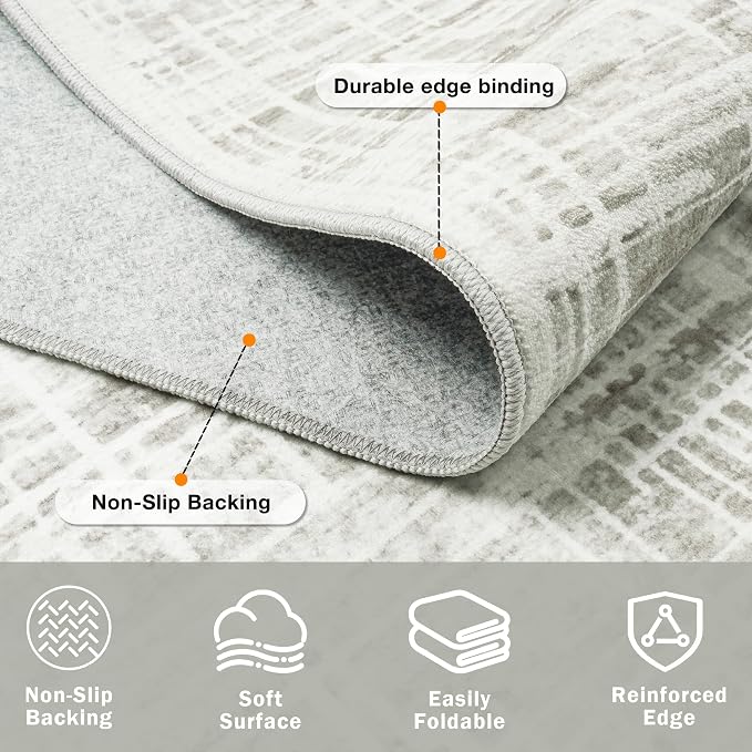 10x14 Area Rugs for Living Room Washable Rug: Anti-Skid Abstract Modern Living - Image 4