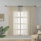 WAZZIO Boho Lace Curtains 63 Inches 2 Panel, Light Filtering Privacy Tassel & - Image 3