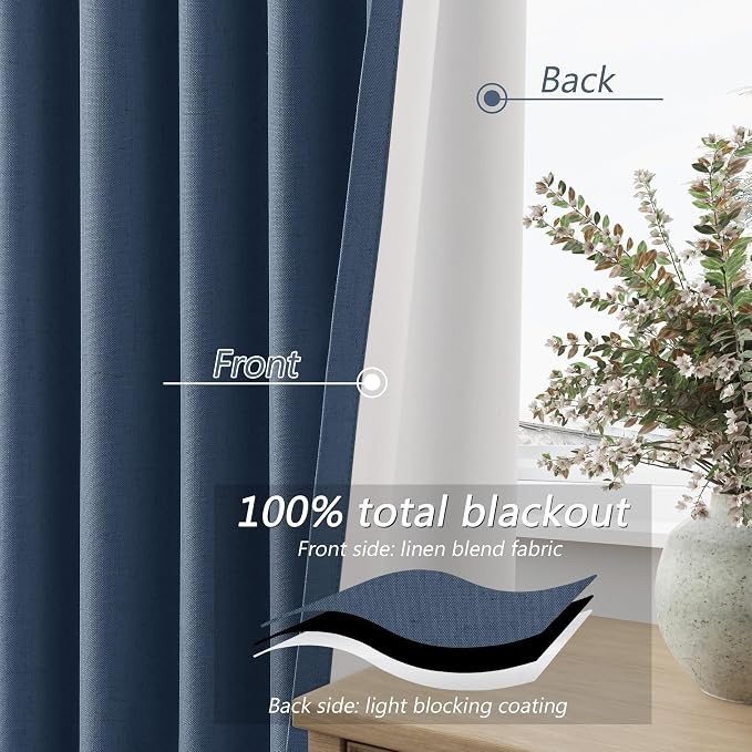 Guken 100% Blackout Curtains 102 Inch Length 2 Panels Set - Image 4