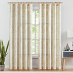 jinchan Floral Curtains 90 Inch Length Mustard Yellow Flower Linen Farmhouse - Image 2