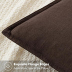 MIULEE Decorative Linen Euro Sham Pillow Covers 28x28 Inch Dark Brown Boho - Image 2