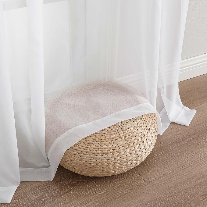 White Sheer Curtains for Bedroom Living Room 96 Inches Long 2 Panels, Modern - Image 9