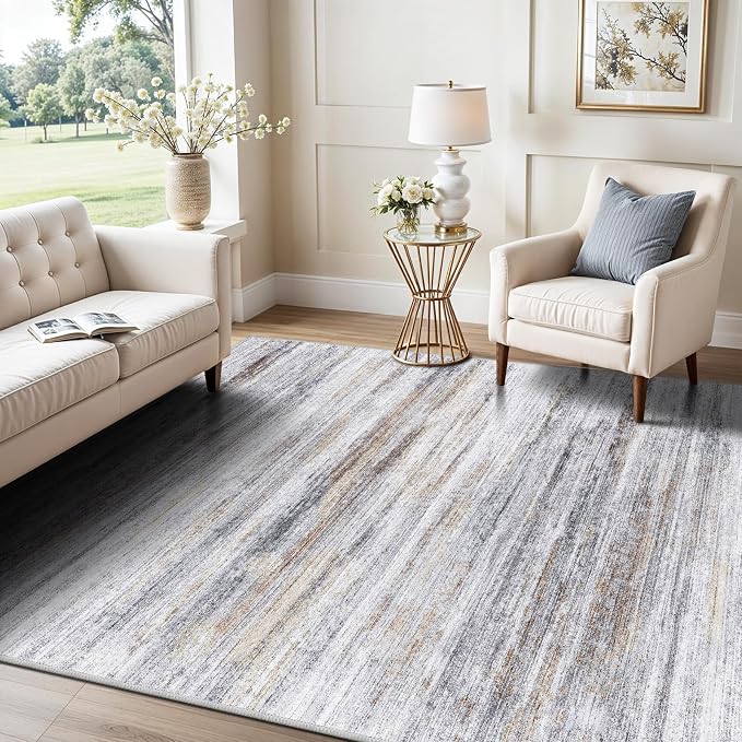 5x7 Area Rug for Living Room: Non-Slip Washable Rugs for Dining Room Bedroom by WIEVEDENS