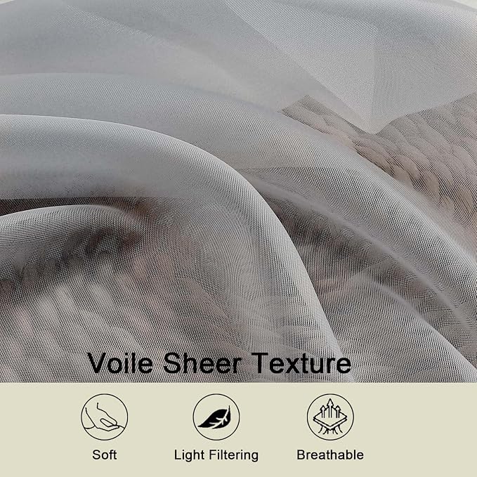 Light Grey Kitchen Curtains 30 Inch Length Tier 2 PCS, Solid Soft Half Curtains - Image 3